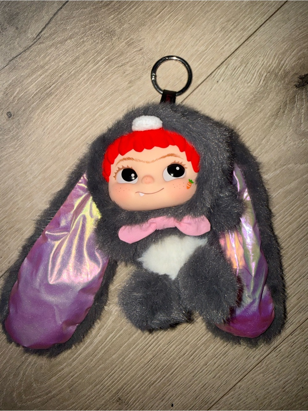 Wakuku Fox & Bunny Trick or Treat Series “Cool Bunny” Black Vinyl Plush Keychain
